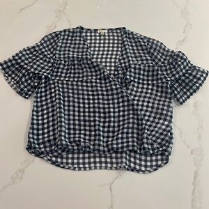 LILY White gingham blouse size M